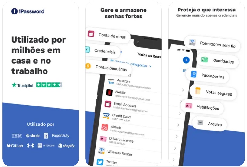 1Password Geradores de senhas