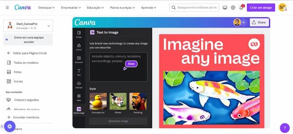 Canva imagens com inteligência artificial