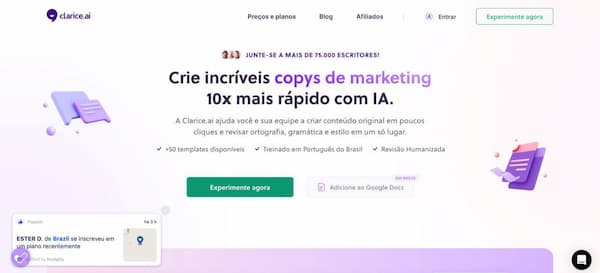 Clarice.ai textos com inteligência artificial